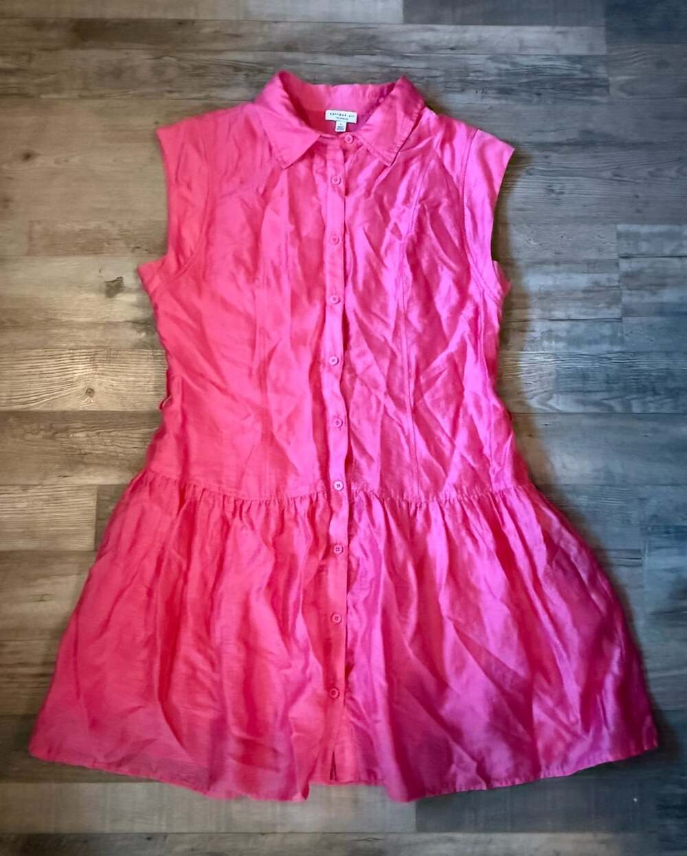Candy Pink Plus Candy Pink Button Down Drop Waist Maxi Dress